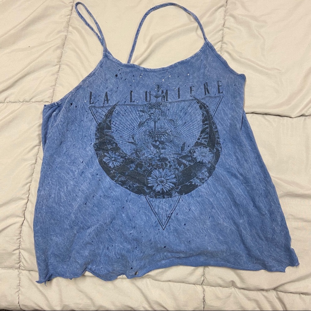 Navy blue distressed tank top